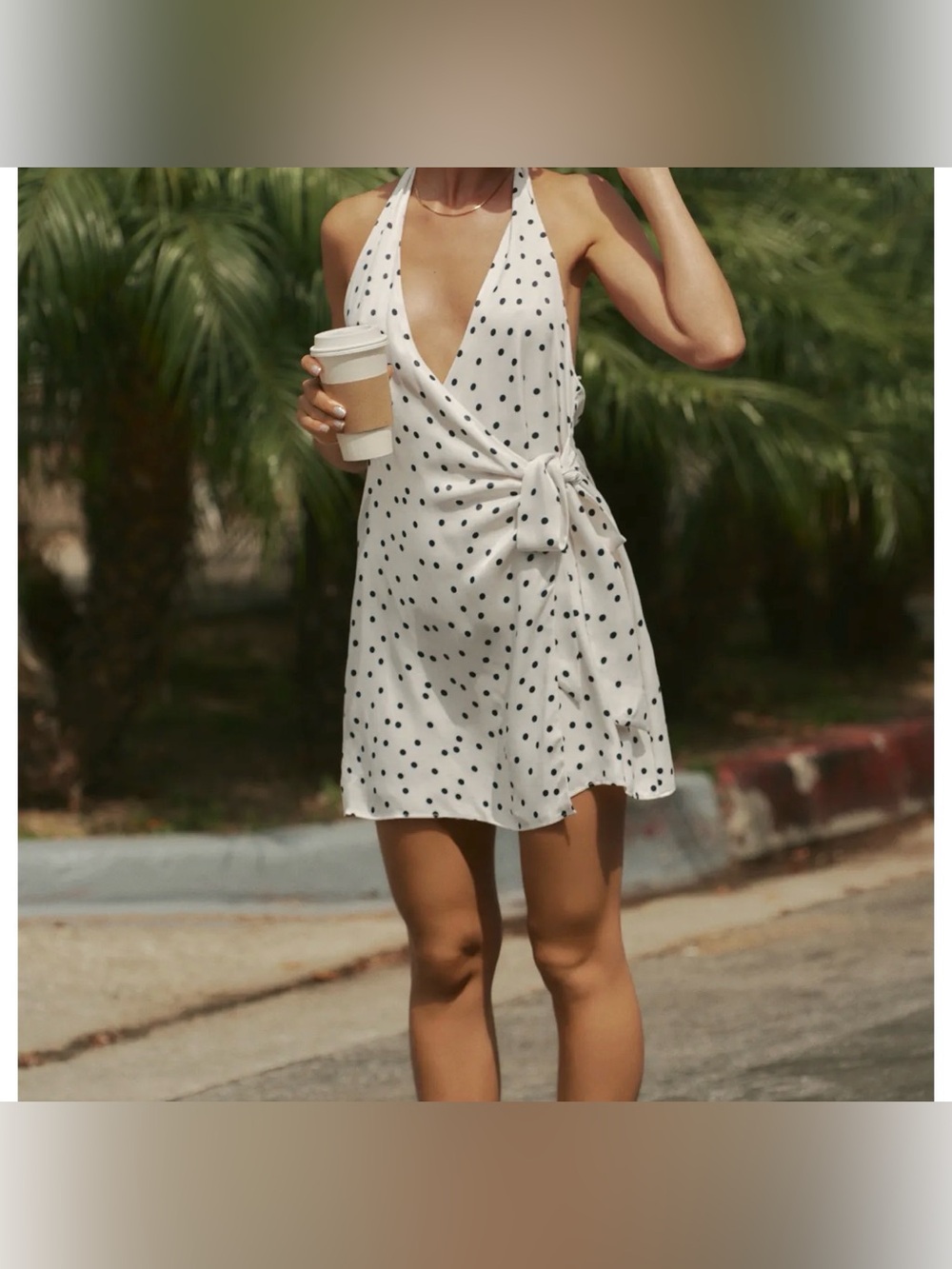 Zara Halter Polka Dot Satin effect Dress NWT